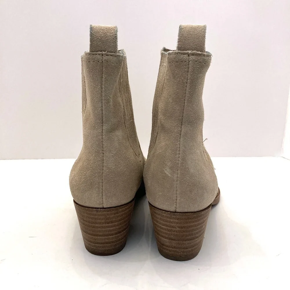 Madewell The Western Ankle Boot Tan Suede Womens 6.5 Stretch Pointed Toe‎